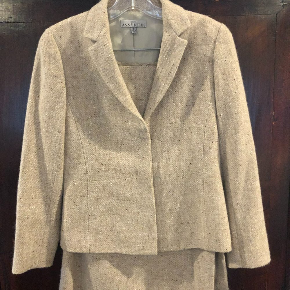 Anne Klein Petite Wool & Angora Skirt & Jacket Set